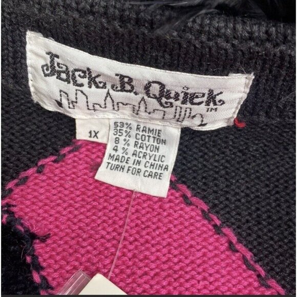 Jack B. Quick Womens 1X Sweater With Faux Fur Collar & Colorful Animal Print NWT - Picture 4 of 12